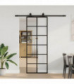 vidaXL Sliding Door with Hardware Set Black 76x205 cm ESG Glass