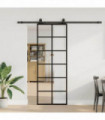 vidaXL Sliding Door with Hardware Set Black 76x205 cm ESG Glass