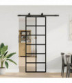 vidaXL Sliding Door with Hardware Set Black 76x205 cm ESG Glass