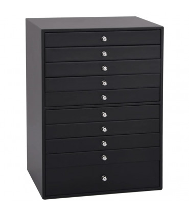 vidaXL Jewellery Box 10-Layer with Watch Holders Black 29x20.5x40.5 cm