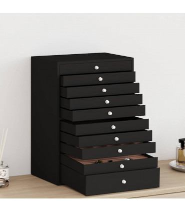 vidaXL Jewellery Box 10-Layer with Watch Holders Black 29x20.5x40.5 cm