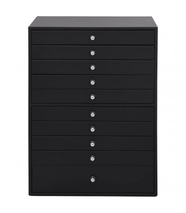 vidaXL Jewellery Box 10-Layer with Watch Holders Black 29x20.5x40.5 cm