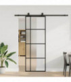 vidaXL Sliding Door with Hardware Set Black 76x205 cm ESG Glass