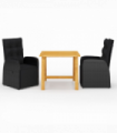 vidaXL 3 Piece Garden Dining Set with Cushions Black Poly Rattan