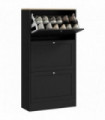 HOMCOM Narrow Shoe Cabinet with 3 Flip Drawers for 18 Pairs of Shoes Black
