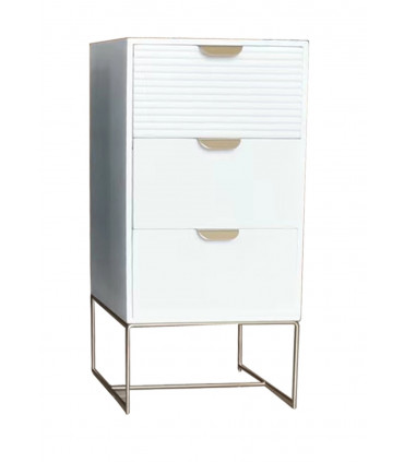 64CM WHITE WOODEN 3 DRAWER BEDSIDE TABLE