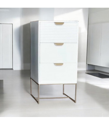 64CM WHITE WOODEN 3 DRAWER BEDSIDE TABLE