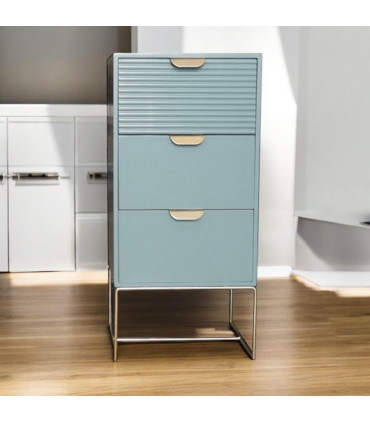 64CM GREEN WOODEN 3 DRAWER BEDSIDE TABLE