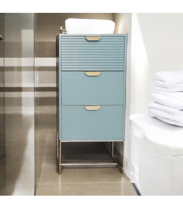 64CM GREEN WOODEN 3 DRAWER BEDSIDE TABLE