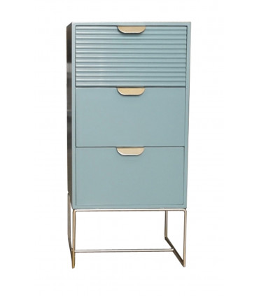 64CM GREEN WOODEN 3 DRAWER BEDSIDE TABLE