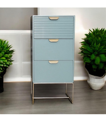 64CM GREEN WOODEN 3 DRAWER BEDSIDE TABLE