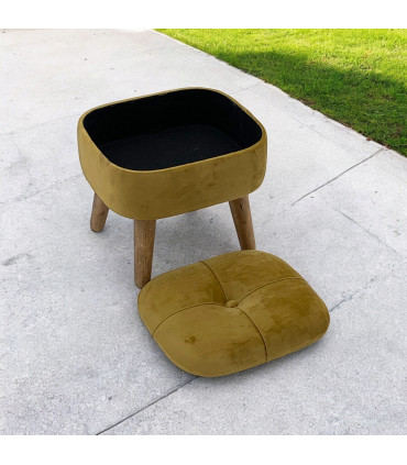 YELLOW WOODEN STOOL