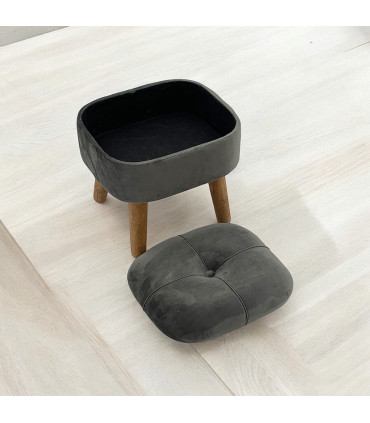 GREY WOODEN STOOL