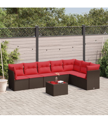 vidaXL 8 Piece Garden Sofa Set with Cushions Brown Poly Rattan