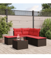 vidaXL 6 Piece Garden Sofa Set with Cushions Brown Poly Rattan