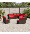 vidaXL 11 Piece Garden Sofa Set with Cushions Brown Poly Rattan