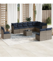 vidaXL 11 Piece Garden Sofa Set with Cushions Grey Poly Rattan