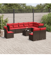 vidaXL 11 Piece Garden Sofa Set with Cushions Brown Poly Rattan