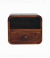 Artisan Furniture Solid Wood Extra Mini Wall Mounted Curved Chestnut Bedside with Open Slot