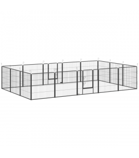 Steel Grey 16 Panels Heavy Duty Puppy Play Pen for Small, Medium Dogs 80Hcm