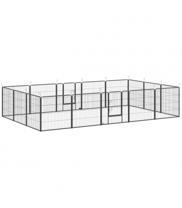 Steel Grey 16 Panels Heavy Duty Puppy Play Pen for Small, Medium Dogs 80Hcm