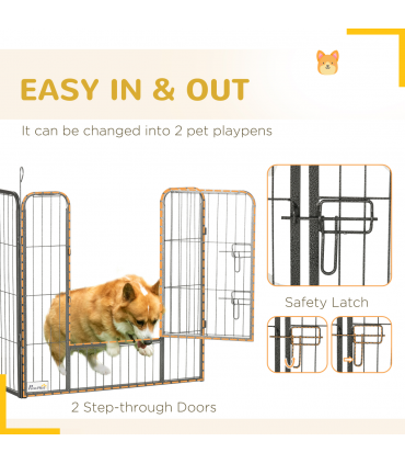 Steel Grey 16 Panels Heavy Duty Puppy Play Pen for Small, Medium Dogs 80Hcm