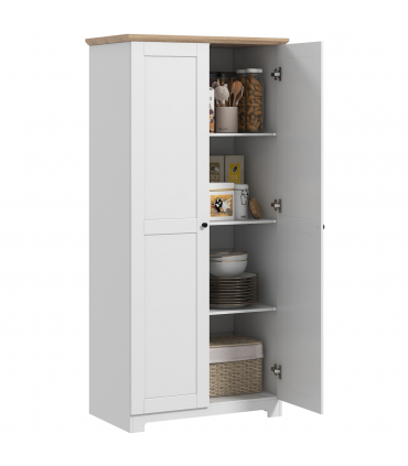 172cm Wooden Storage Cabinet Cupboard With 2 Doors 4 Shelves White
