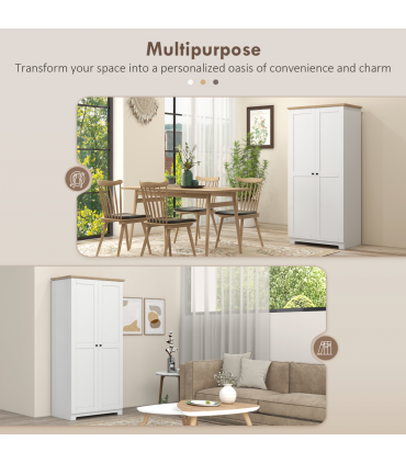 172cm Wooden Storage Cabinet Cupboard With 2 Doors 4 Shelves White