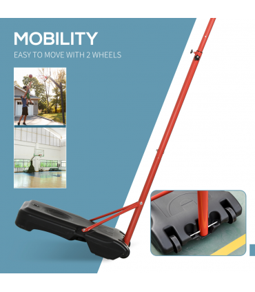 200-250cm Adjustable Basketball Hoop Backboard  w/ Wheels For Kids HOMCOM