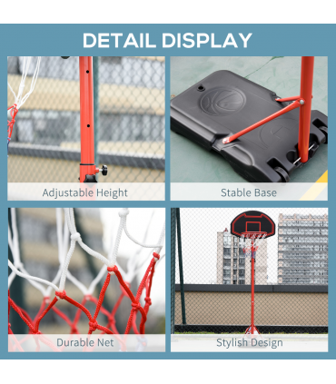 200-250cm Adjustable Basketball Hoop Backboard  w/ Wheels For Kids HOMCOM