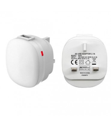 Advanced Accessories Charge-iT Premium USB Mains Charger Adapter 2.1Amp-white