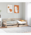 vidaXL Daybed with Drawers without Mattress 90x190 cm Single Solid Wood
