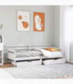 vidaXL Daybed with Drawers without Mattress White 90x190 cm Single Solid Wood