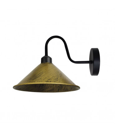 Wall Lamp Brushed Brass 22cm Vintage Metal Cone Shape Shade E27 Base Socket