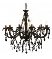 Chandelier with Beads Black 12 x E14 Bulbs
