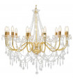 Chandelier with Beads Golden 12 x E14 Bulbs