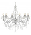 Chandelier with Beads Silver 12 x E14 Bulbs