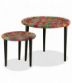 Coffee Table Set 2 Pieces Chindi Weave Details Multicolour