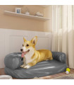 Ergonomic Foam Dog Bed Grey 75x53 cm Faux Leather