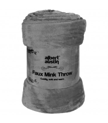 Throw Blanket Faux Mink Charcoal Super Soft Fleece Material 200 x 240 cm