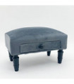 GREY VELVET FOOTSTOOL WITH DRAWER
