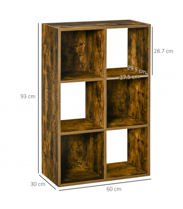 Storage Shelf Rustic Brown 3-tier 60W x 30D x 93Hcm Particleboard Shelf