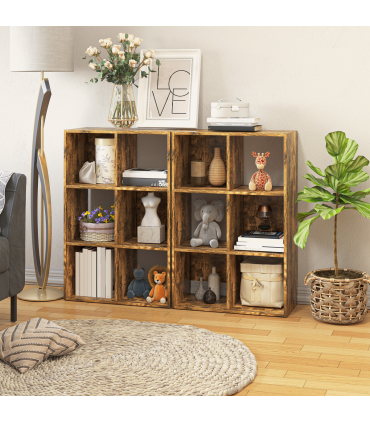 Storage Shelf Rustic Brown 3-tier 60W x 30D x 93Hcm Particleboard Shelf