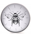 Wall Clock 30cm Round Grey Aluminium Bumblebee Design Black White
