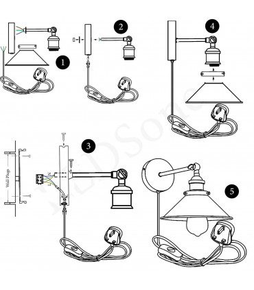 Wall Light Black Metal Cone Shade Indoor Sconce With Bulb 22cm 10cm 10cm