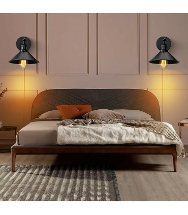 Wall Light Black Metal Cone Shade Indoor Sconce With Bulb 22cm 10cm 10cm
