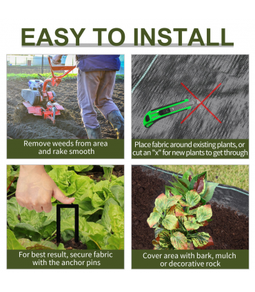 Outsunny 1x50m Weed Barrier Fabric Durable Convenient Design Weed Block Mat