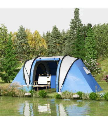 Outsunny 2 Bedroom Camping Tent with Living Area, 3000mm Waterproof, Blue