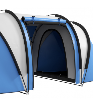 Outsunny 2 Bedroom Camping Tent with Living Area, 3000mm Waterproof, Blue