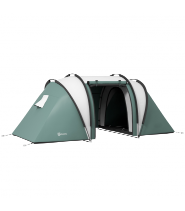 Outsunny 2 Bedroom Camping Tent with Living Area, 3000mm Waterproof, Green